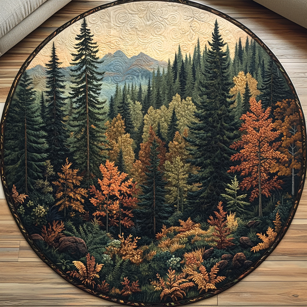 Golden Forest Quilted Round Mat NCU0DV5406