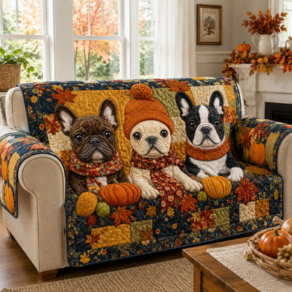 Golden Frenchie Twilight Quilted Sofa Cover NCU0HH2114