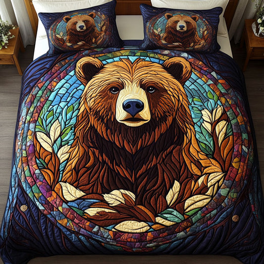 Golden Fur 3-Piece Quilted Bedding Set NCU0NT2853