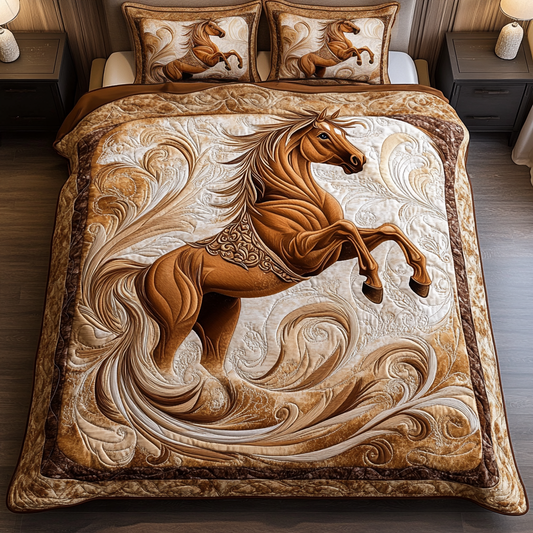 Golden Gallop 3-Piece Quilted Bedding Set NCU0VH1810