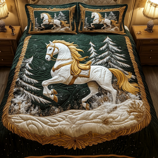 Golden Gallop 3-Piece Quilted Bedding Set NCU0VH883