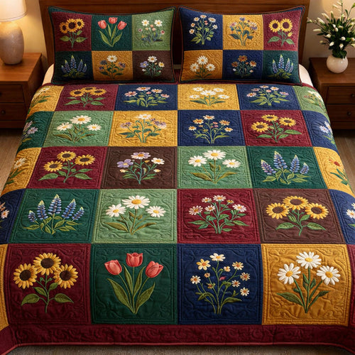 Golden Garden 3-Piece Quilted Bedding Set NCU0TV1684