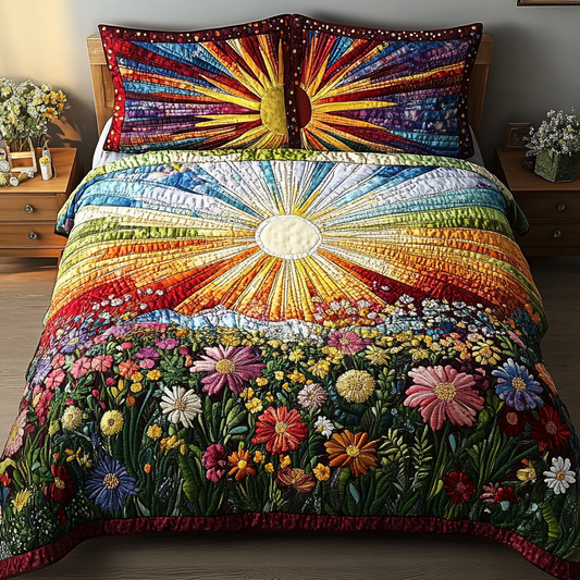 Golden Garden 3-Piece Quilted Bedding Set NCU0VL1588