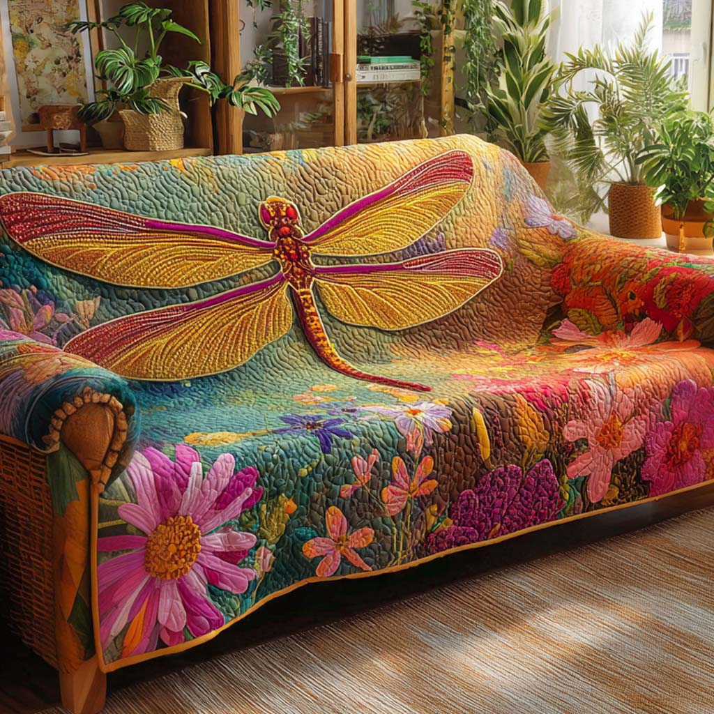 Golden Garden Flight Quilted Sofa Cover NCU0XD1638
