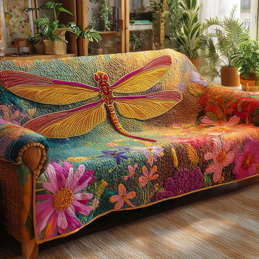 Golden Garden Flight Quilted Sofa Cover NCU0XD1638