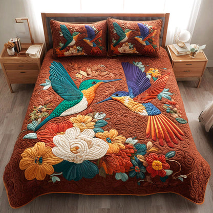 Golden Garden Hummers 3-Piece Quilted Bedding Set NCU0TV113