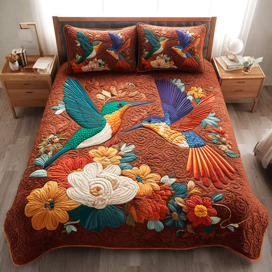 Golden Garden Hummers 3-Piece Quilted Bedding Set NCU0TV113