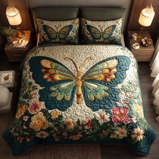 Golden Garden Muse 3-Piece Quilted Bedding Set NCU0TV179