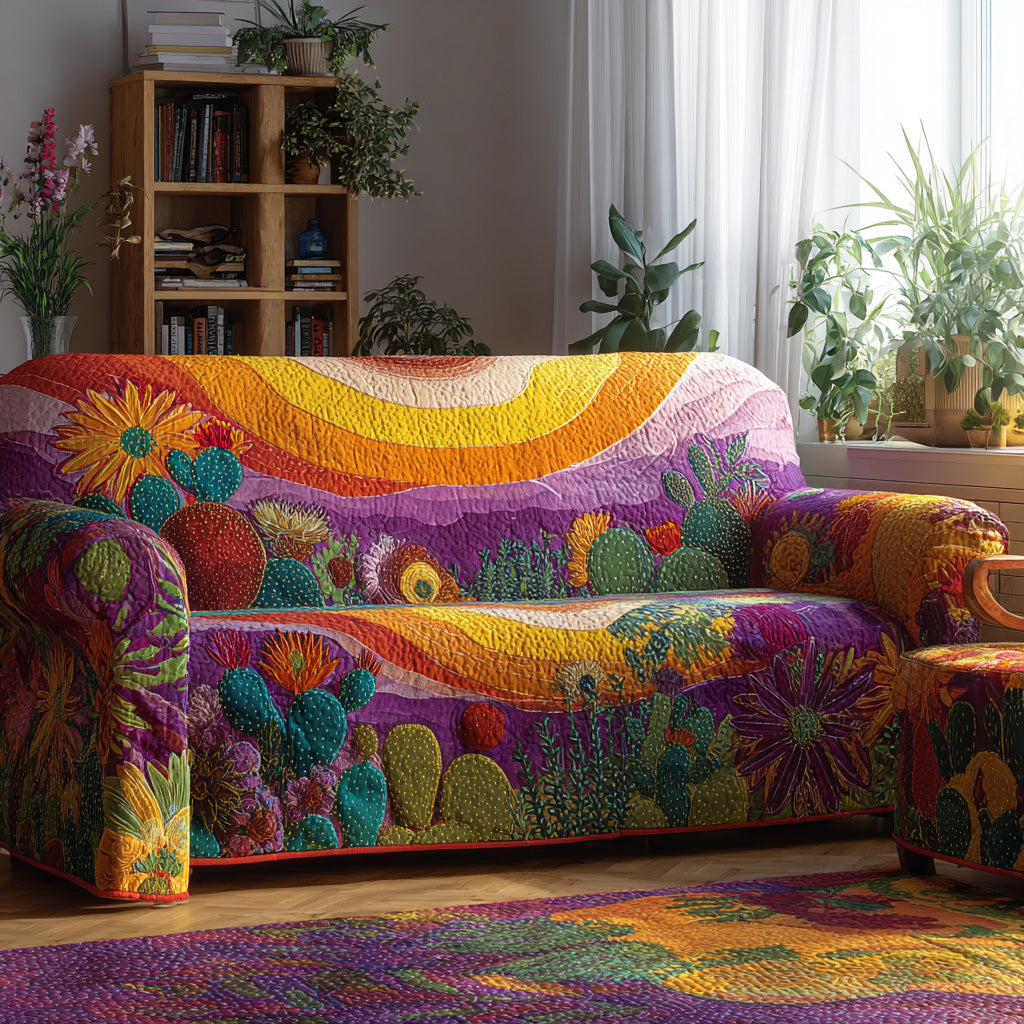 Golden Garden Quilted Sofa Cover NCU0VL3028