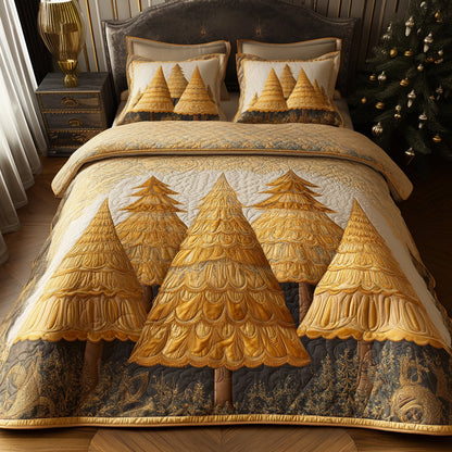 Golden Garland 3-Piece Quilted Bedding Set NCU0DV8484