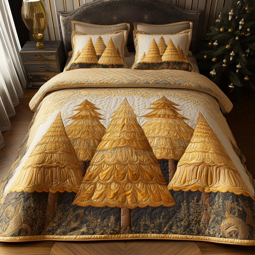 Golden Garland 3-Piece Quilted Bedding Set NCU0DV8484