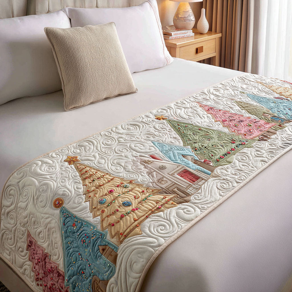 Christmas Tree Quilted Bed Runner NCU0VT346