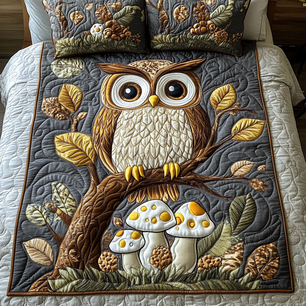 Golden Gaze 3-Piece Quilted Bedding Set NCU0NT4742