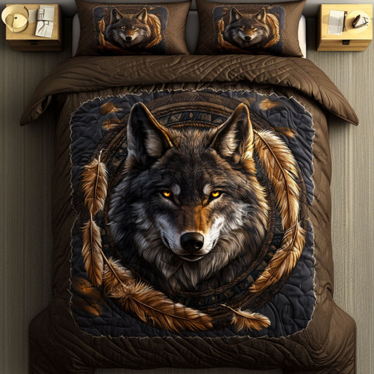 Golden Gaze 3-Piece Quilted Bedding Set NCU0NT4905