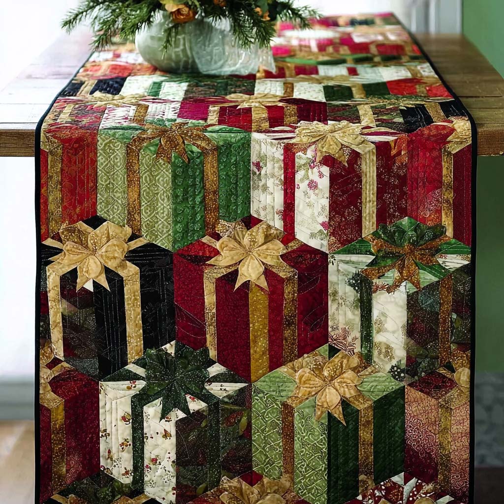 Golden Gift Parade Quilted Table Runner NCU0NT9984