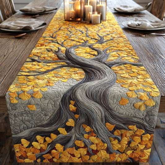 Golden Ginkgo Quilted Table Runner NCU0XD1105