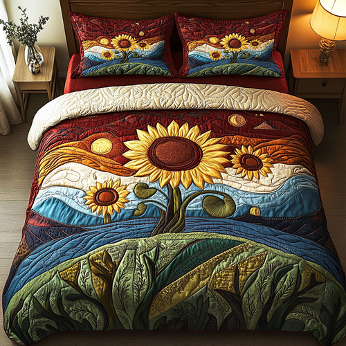 Golden Glow 3-Piece Quilted Bedding Set NCU0DK4619