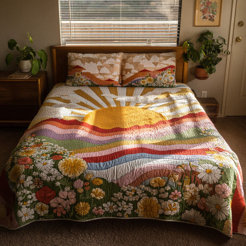 Golden Glow 3-Piece Quilted Bedding Set NCU0DV7352