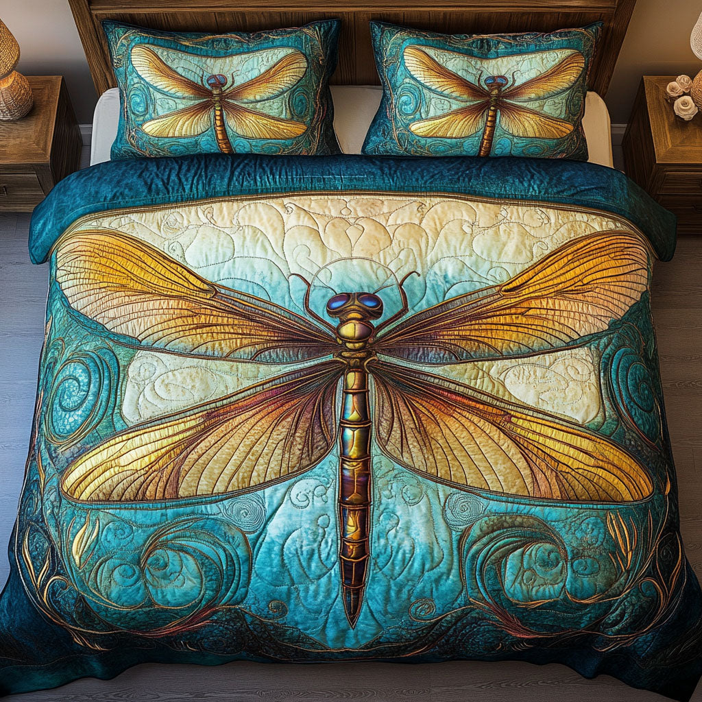 Golden Glow 3-Piece Quilted Bedding Set NCU0NT3125