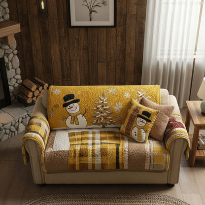 Golden Glow Festive Nights Quilted Sofa Cover NCU0PT10362