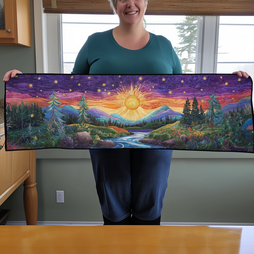 Golden Glow Quilted Table Runner NCU0DK5993