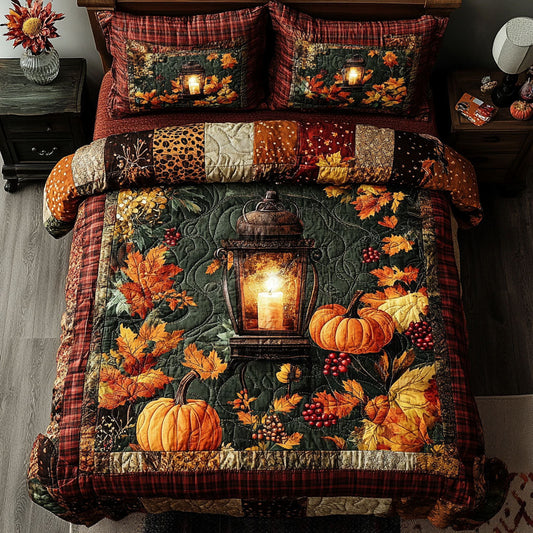 Golden Gourd Garden 3-Piece Quilted Bedding Set NCU0PT8270