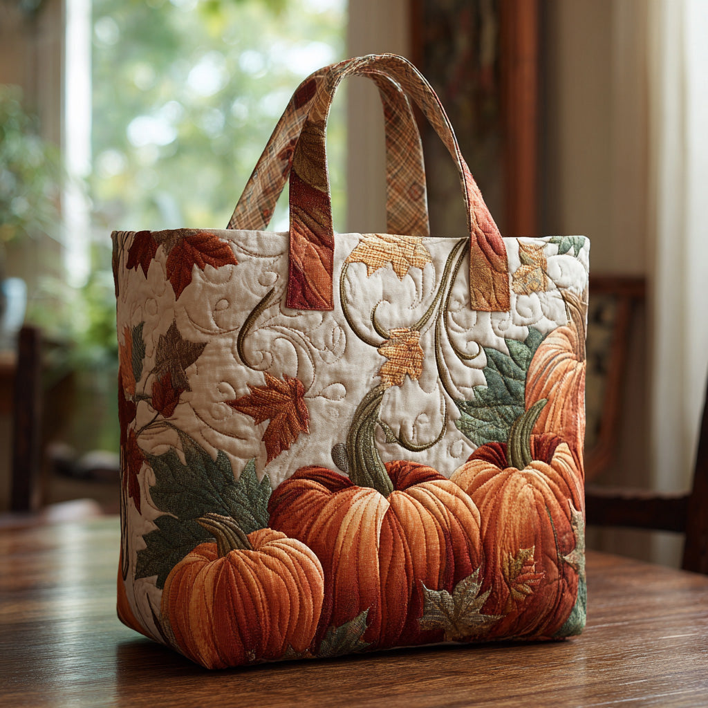 Golden Gourd Quilted Tote Bag NCU0DV6952