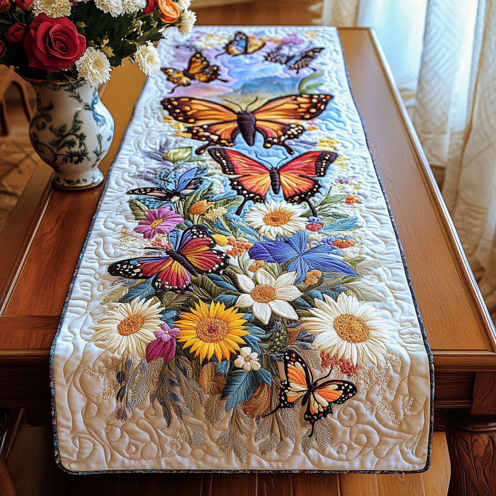 Golden Grace Quilted Table Runner NCU0VL1126