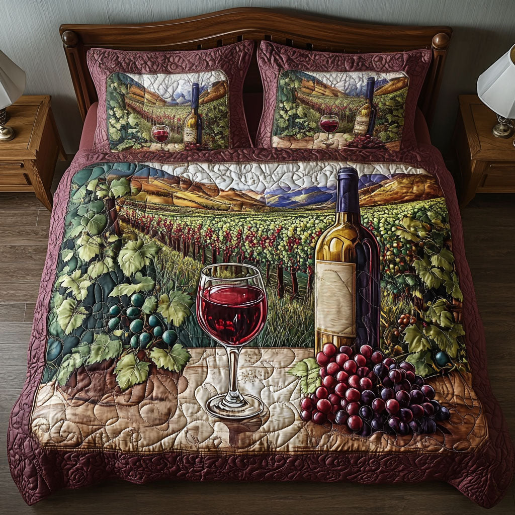 Golden Grapes 3-Piece Quilted Bedding Set NCU0NT6028