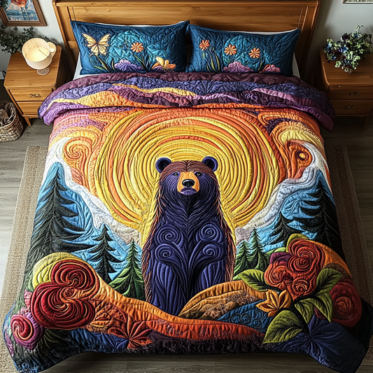 Golden Grizzly 3-Piece Quilted Bedding Set NCU0VH2966