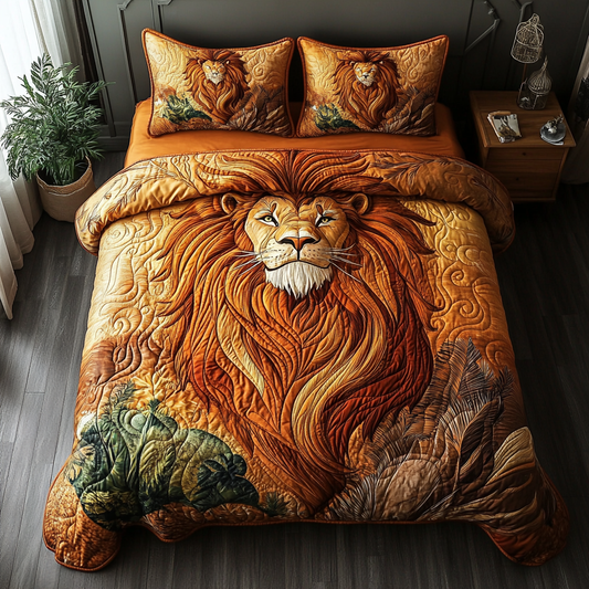 Golden Guardian 3-Piece Quilted Bedding Set NCU0DV3569