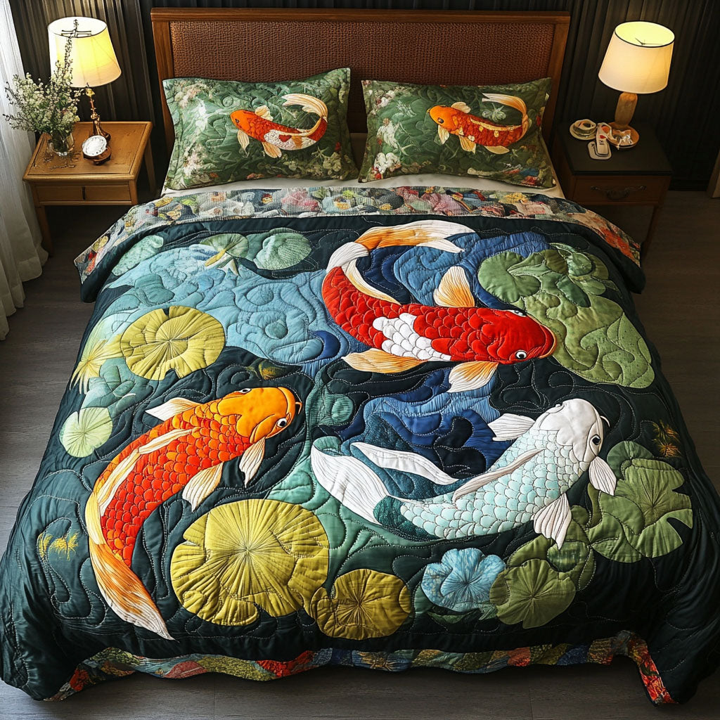 Golden Harmony 3-Piece Quilted Bedding Set NCU0NT6383