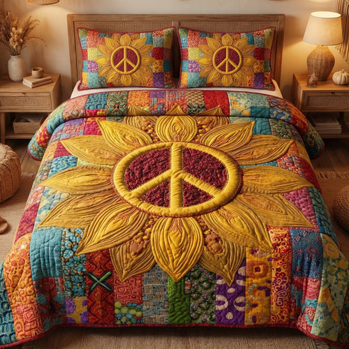 Golden Harmony 3-Piece Quilted Bedding Set NCU0XD2675