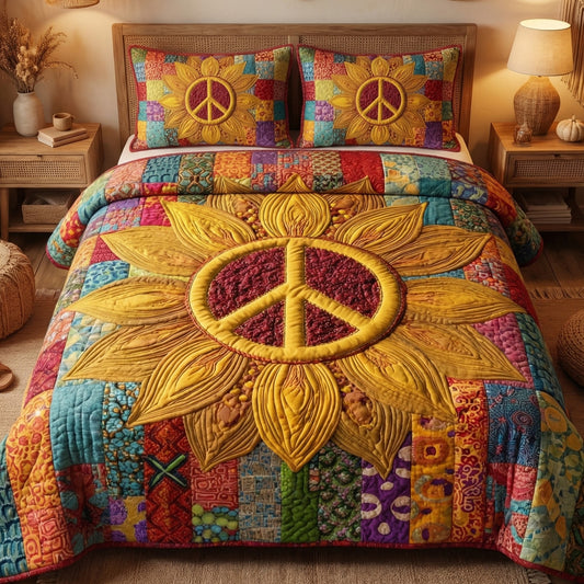 Golden Harmony 3-Piece Quilted Bedding Set NCU0XD2675