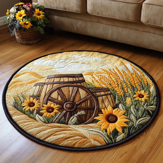 Golden Harvest Barrels Quilted Round Mat NCU0NT7091