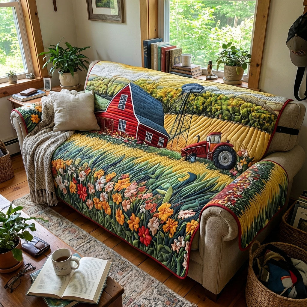 Golden Harvest Fields Quilted Sofa Cover NCU0PT11399