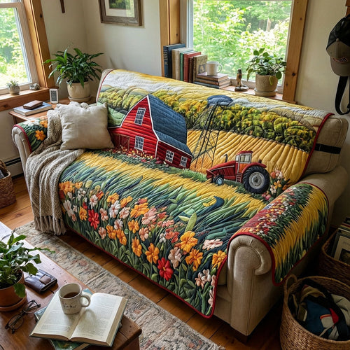 Golden Harvest Fields Quilted Sofa Cover NCU0PT11399