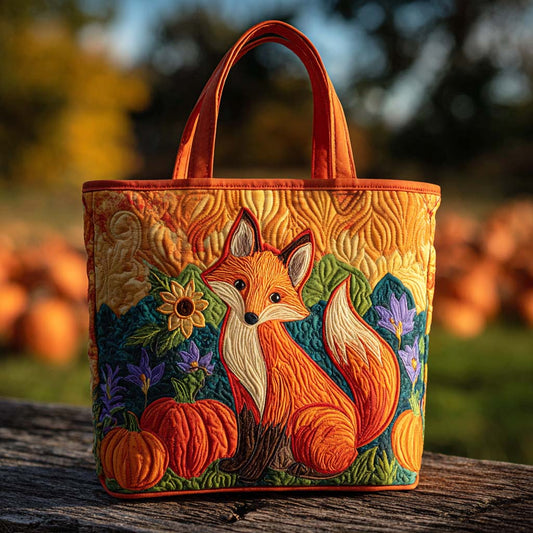 Golden Harvest Fox Quilted Tote Bag NCU0TD135