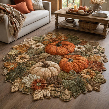 Golden Harvest Pumpkin Garden Custom Shape Area Rug NCU0DV10014
