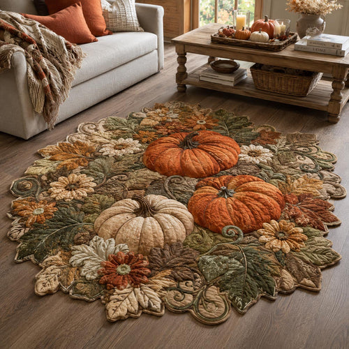 Golden Harvest Pumpkin Garden Custom Shape Area Rug NCU0DV10014