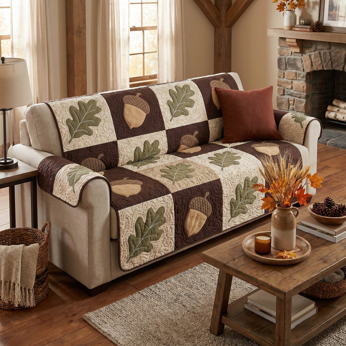 Golden Harvest Quilted Sofa Cover NCU0TD2880