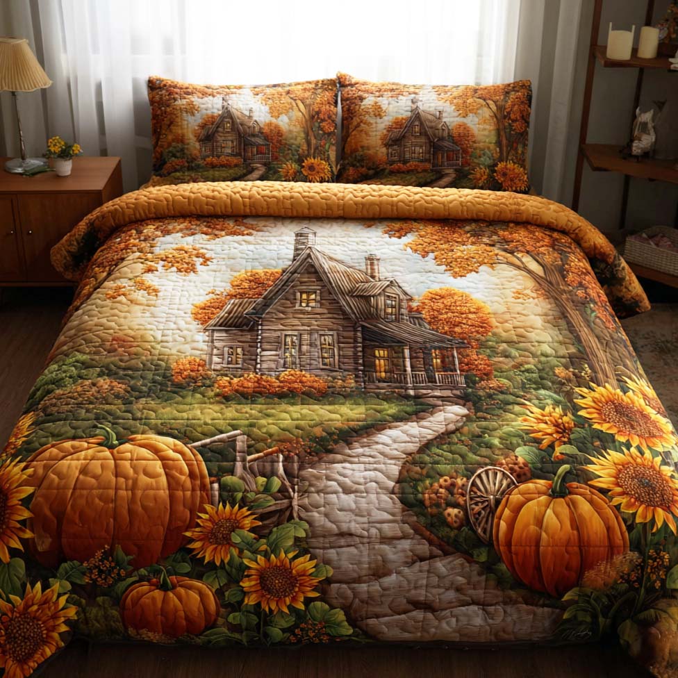 Golden Harvest Winds 3-Piece Quilted Bedding Set NCU0TD044