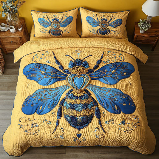 Golden Heart Bee 3-Piece Quilted Bedding Set NCU0NT5036