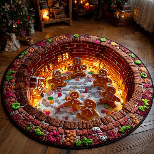 Golden Hearth Glow Quilted Round Mat NCU0XD1688