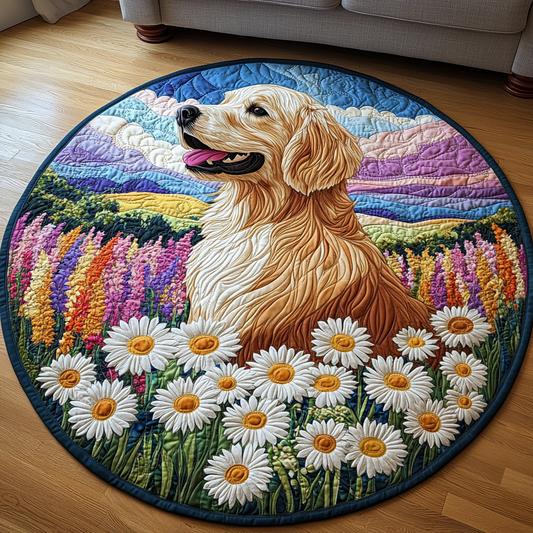 Golden Hearts Quilted Round Mat NCU0DV5509