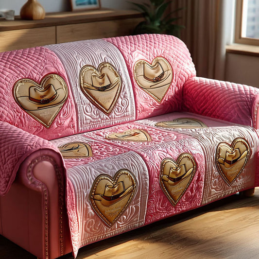 Golden Hearts Quilted Sofa Cover NCU0TV1408