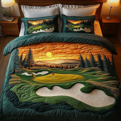 Golden Hills Golf Course 3-Piece Quilted Bedding Set NCU0NT7604