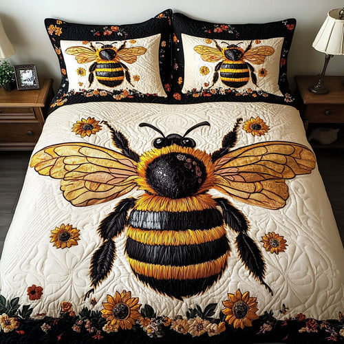 Golden Hive 3-Piece Quilted Bedding Set NCU0NT3175