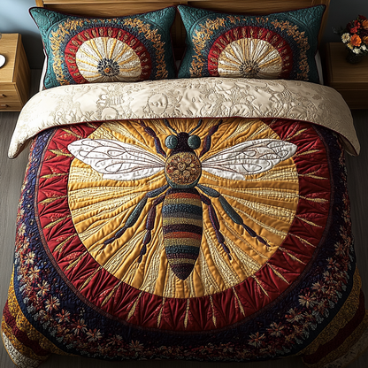 Golden Hive Guardian 3-Piece Quilted Bedding Set NCU0VL1185
