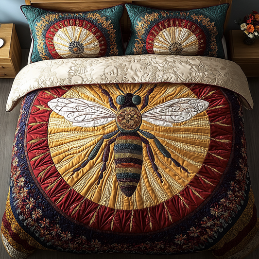 Golden Hive Guardian 3-Piece Quilted Bedding Set NCU0VL1185